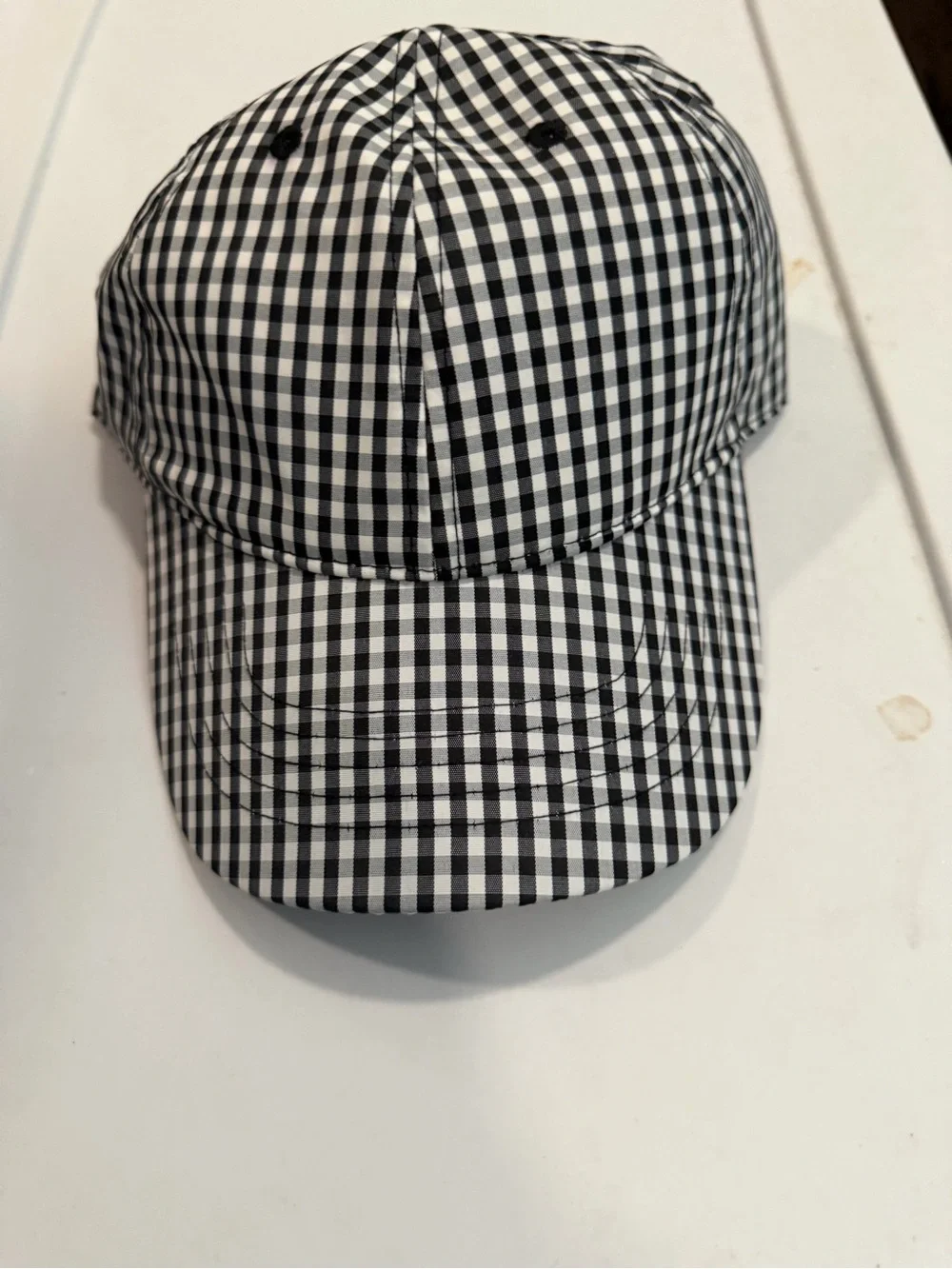 Time and Tru Adjustable One size fits Most Hat cap black white plaid